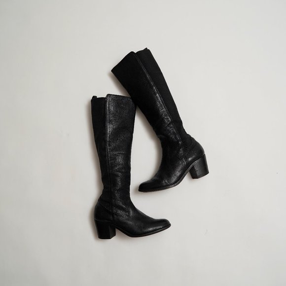 Frye Shoes - Frye Black “Janis Gore” leather knee high boots